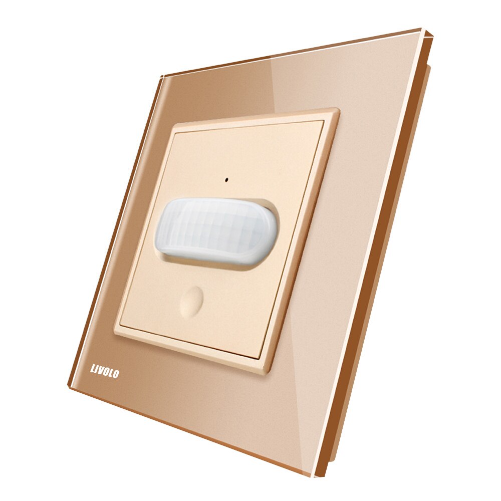 Intrerupator senzor de miscare PIR cu touch Livolo din sticla, Auriu