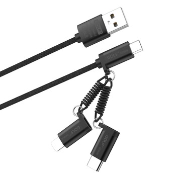 Cablu Fast Charge 3 in 1 Golf, Incarcare/Date, Micro USB/Type C/Lightning, 2.4A Cablu Fast Charge 3 in 1 Golf, Incarcare/Date, Micro USB/Type C/Lightning, 2.4A