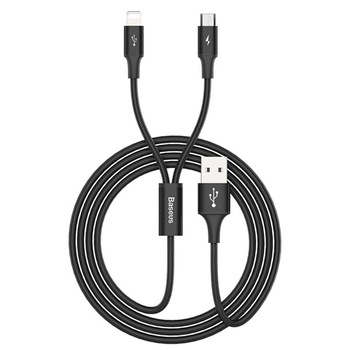 Cablu de date 2 in 1, Baseus, MicroUSB + mufa iOS, 1.2 M Cablu de date 2 in 1, Baseus, MicroUSB + mufa iOS, 1.2 M
