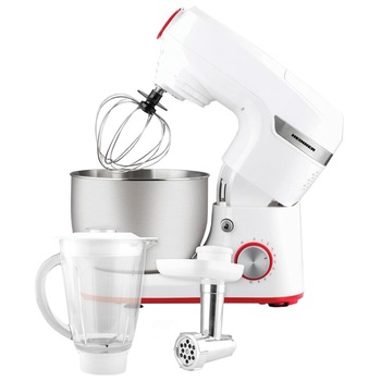 Robot de bucatarie Heinner HPM-1000WH, 1000W, miscare planetara, accesoriu masina de tocat si blender, bol 5.5 L, 10 viteze + pulse, Alb Robot de bucatarie Heinner HPM-1000WH, 1000W, miscare planetara, accesoriu masina de tocat si blender, bol 5.5 L, 10 viteze + pulse, Alb