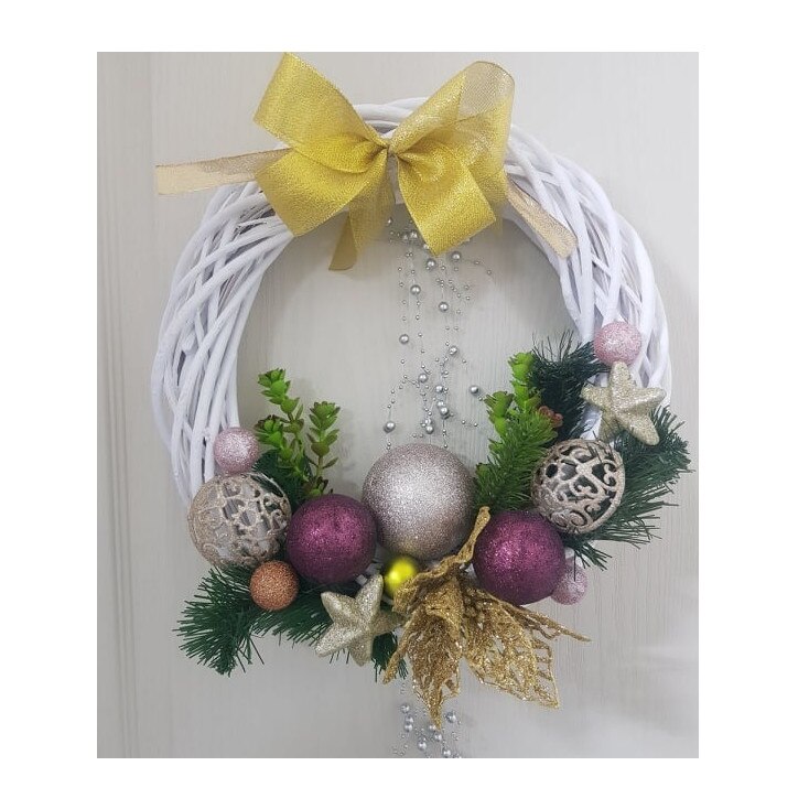 Coronita Craciun artificiala, aspect zapada, 30 cm