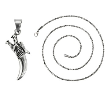 Lant otel inoxidabil cu pandantiv colt de lup,21grame Lant otel inoxidabil cu pandantiv colt de lup,21grame