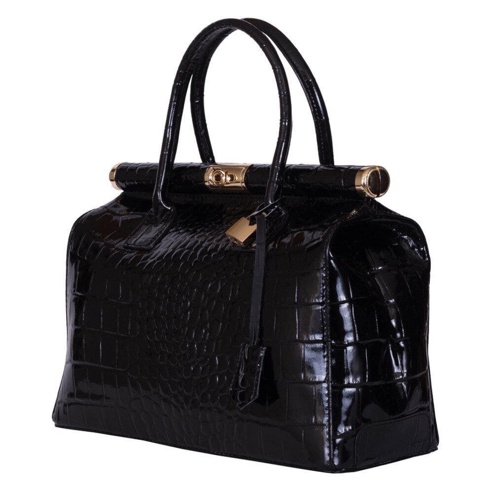 Geanta din piele naturala Florelle neagra