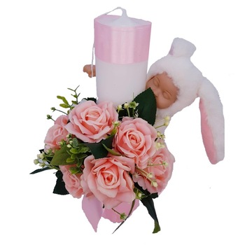 Lumanare pentru botez,cu Iepuras,Alb Lumanare pentru botez,cu Iepuras,Alb