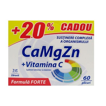 Ca Mg Zn + Vitamina C Forte 60dz Zdrovit (20% gratis) Ca Mg Zn + Vitamina C Forte 60dz Zdrovit (20% gratis)