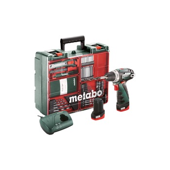 Set Masina de gaurit si insurubat (bormasina) fara fir Metabo 600080880, PowerMaxx BS, 10.8V, 2X2Ah Li-Ion Set Masina de gaurit si insurubat (bormasina) fara fir Metabo 600080880, PowerMaxx BS, 10.8V, 2X2Ah Li-Ion