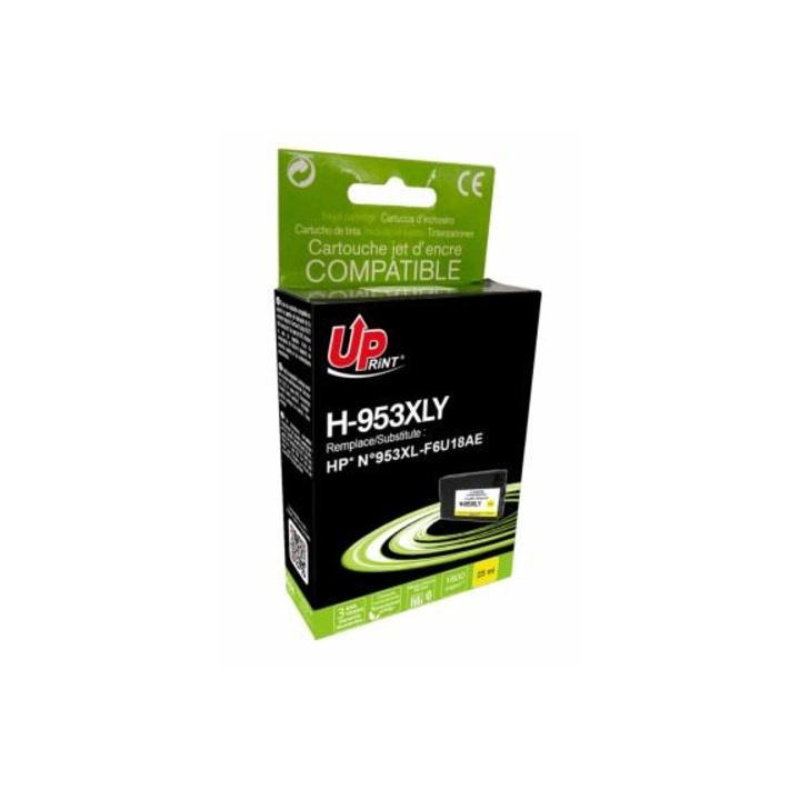 Tintapatron UPRINT F6U18AE, HP 953XL, OfficeJet Pro 8210/8710/7720, 25 ml, sárga