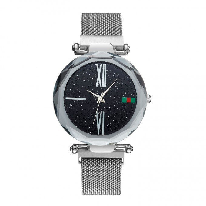 Ceas dama, GENEVA CS1100, model Starry Sky, bratara magnetica, elegant, silver