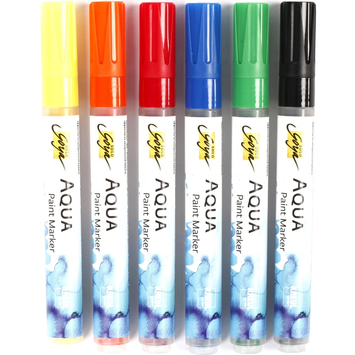 Marker Aqua Paint - Contine acuarela lichida, pe baza de apa, calitate superioara, 6 culori/cutie, CR 34319