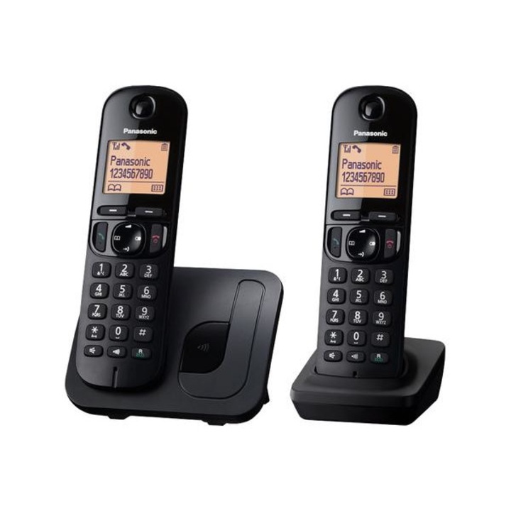 Telefon fara fir DECT Twin Panasonic KX-TGC212FXB, 2 receptoare, Negru