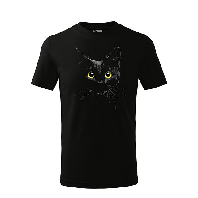 Tricou cu maneca scurta , K-off , negru , Pisica neagra