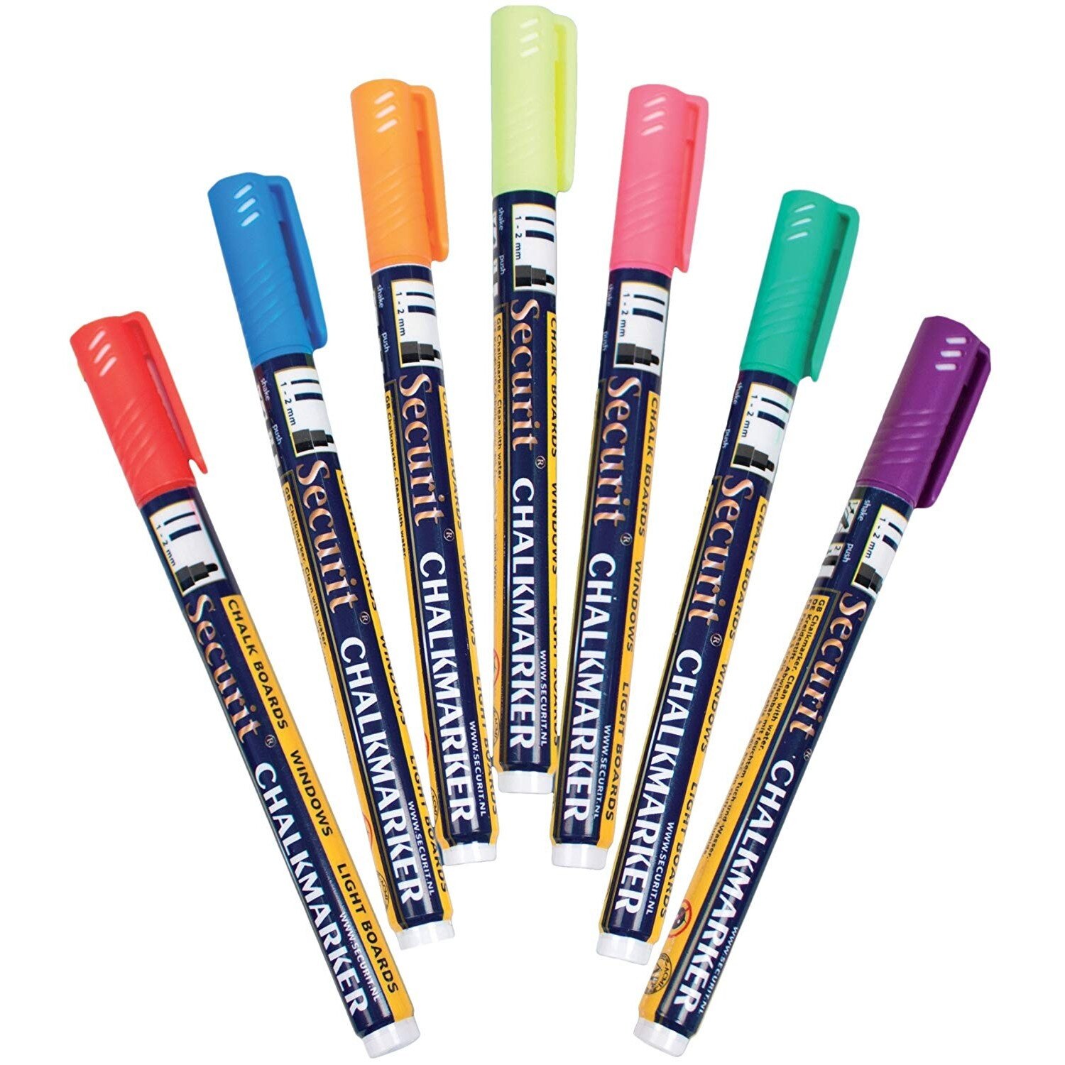 Set 7 markere creta Securit Liquid Small 1-2mm, multicolor