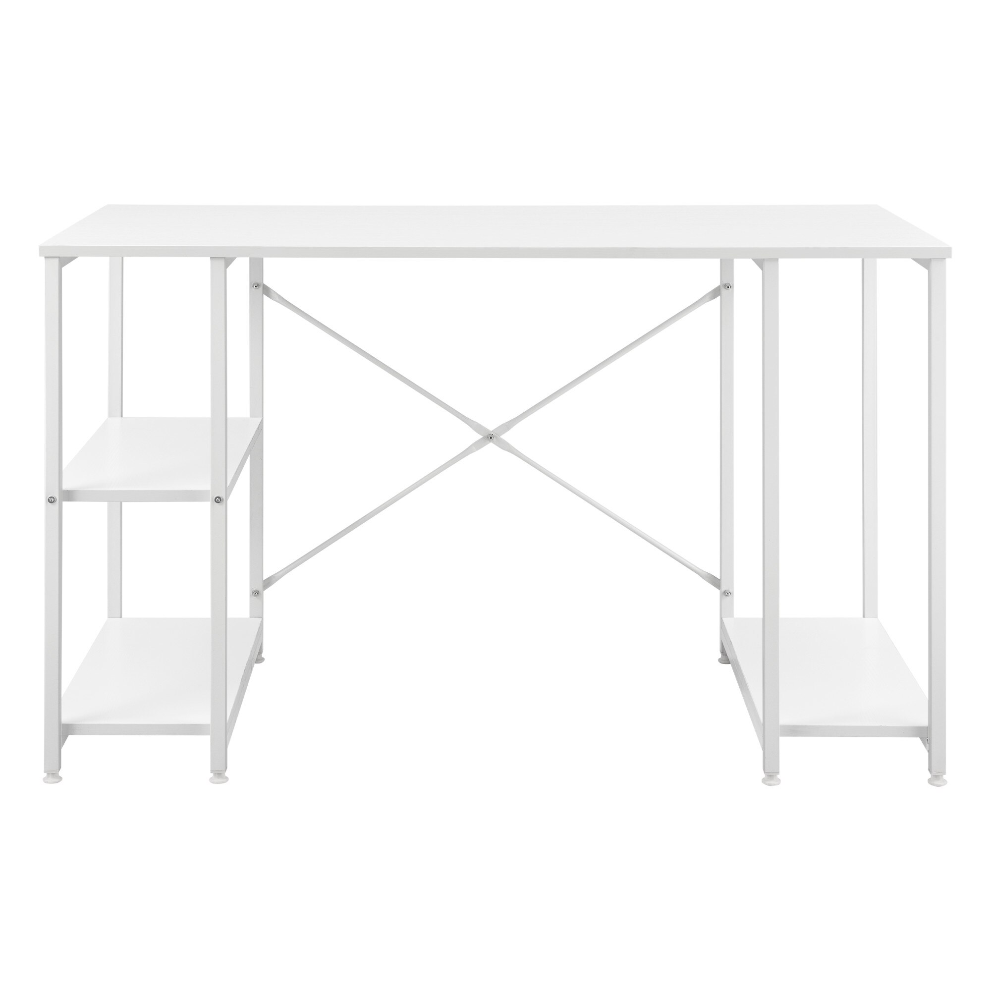 Birou cu rafturi Aarhus, en.casa, 75 x 120 x 60 cm, otel/PAL, alb