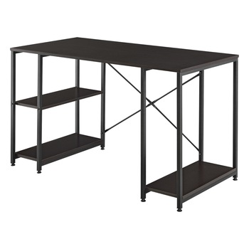 Birou cu rafturi Aarhus, en.casa, 75 x 120 x 60 cm, otel/PAL, negru/culoarea lemnului de nuc Birou cu rafturi Aarhus, en.casa, 75 x 120 x 60 cm, otel/PAL, negru/culoarea lemnului de nuc