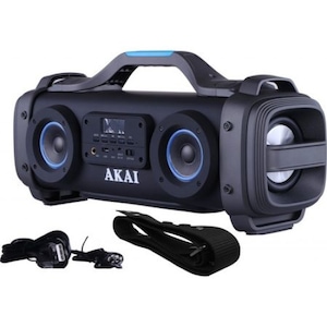 Boxa Audio portabila AKAI cu patru difuzoare super blaster , cu functie Karaoke , Conexiune Bluetooth , Port USB , Aux-in 3.5mm , Baterie Reincarcabila , Culoare Negru , Design Modern , Culoare Negru