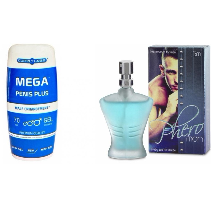Парфюм Pheromen Parfum Package, 15ml + Mega Penis Plus, Гел за уголемяване на пениса, 65ml