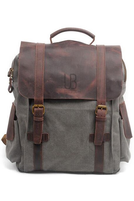Rucsac din piele naturala si material textil URBAN BAG Lugano II Gri