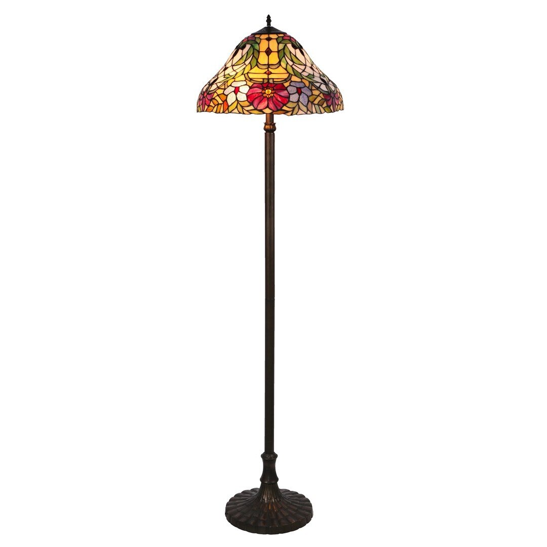 Lampadar Mirella Tiffani, bronz, 2xE27, max. 60W, abajur multicolor, 8088