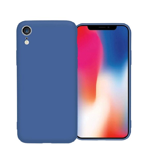 Husa pentru Apple iPhone X / iPhone Xs din silicon antisoc cu microfibra in interior , Albastru + Folie protectie ecran Joyshell