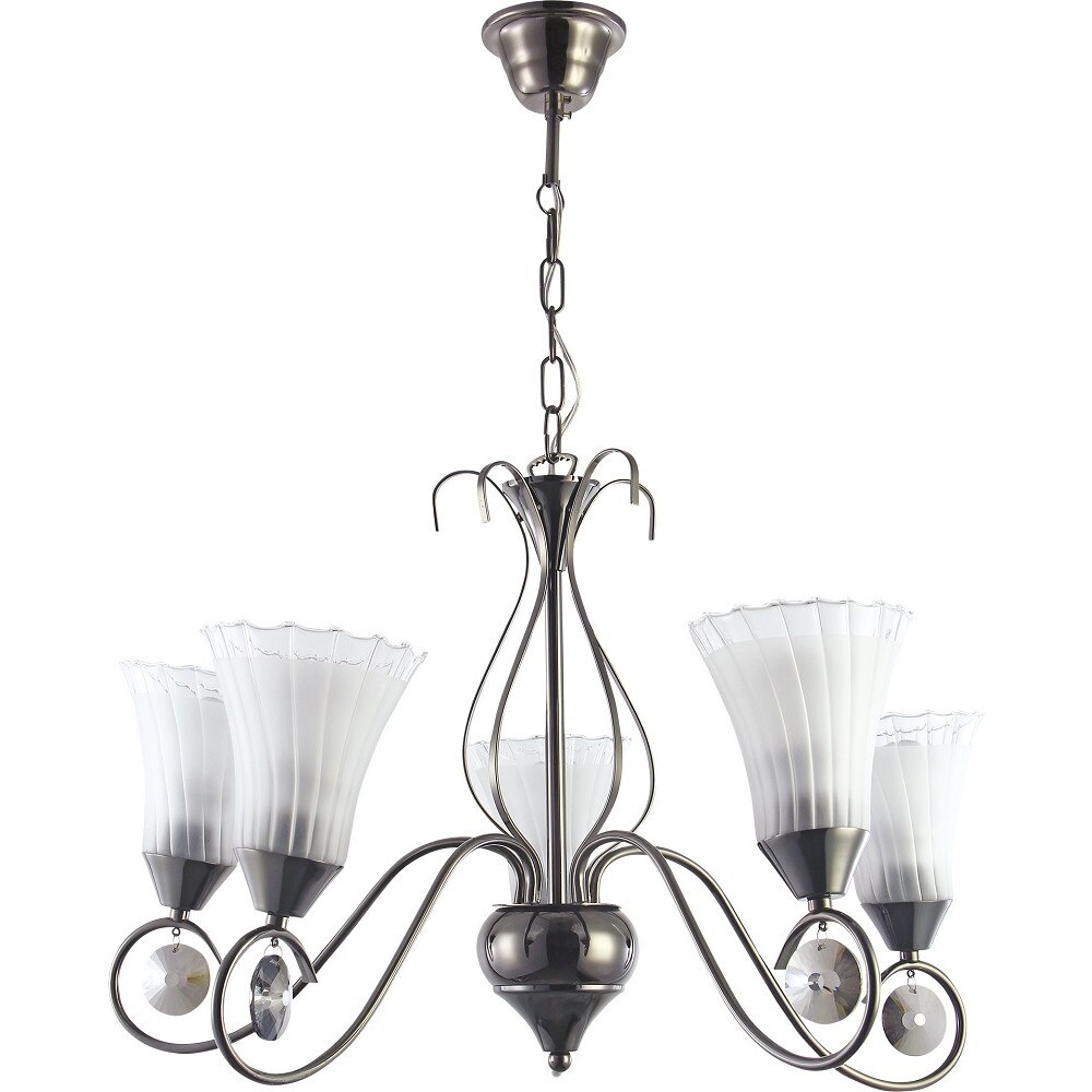 Lustra Mihaela, E27 x 5 x 60w, Crom fume, E28106 Alb 53 centimetru 60 watt