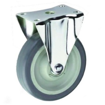 Roata furca fixa , TPR gri 125 x 31 mm , greutate maxima suportata 150 kg , greutate produs 700 grame Roata furca fixa , TPR gri 125 x 31 mm , greutate maxima suportata 150 kg , greutate produs 700 grame