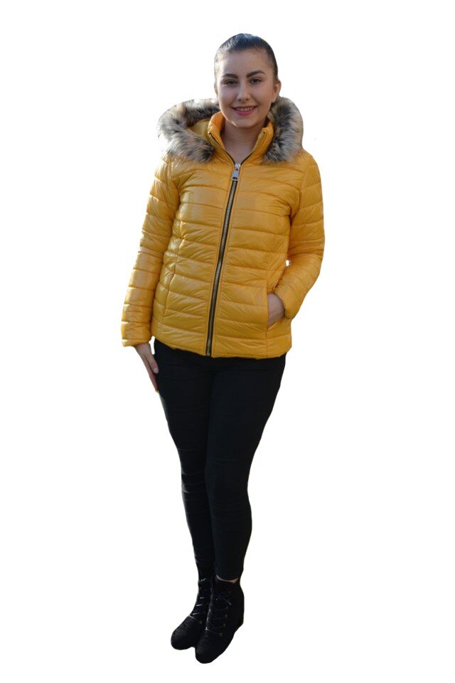 Jacheta casual Anca,scurta,model luicios,D&J Exclusive, Galben