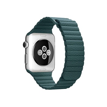 Curea compatibila cu Apple Watch 1/2/3/4, Zale din Piele, Leather Loop, 44mm, Verde Curea compatibila cu Apple Watch 1/2/3/4, Zale din Piele, Leather Loop, 44mm, Verde
