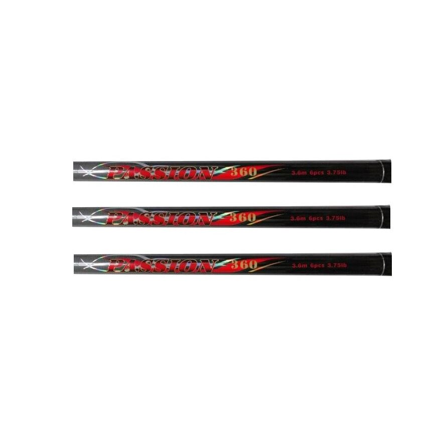 Set 3 Lansete telescopice Passion lungime 3.60 metri cu inel de plecare de 5 cm