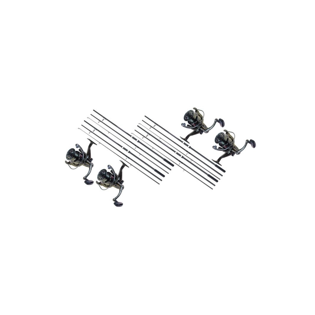 Set 4 Lansete, Master Carp, 3.90 metri,echipate cu 4 Mulinete, DA6000 cu7 rulmenti si baitrunner