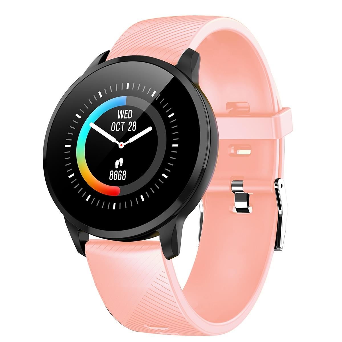 Bratara fitness, Trevi T-Fit 220 HB Pink, monitorizare puls si tensiune, functii smartwatch, roz