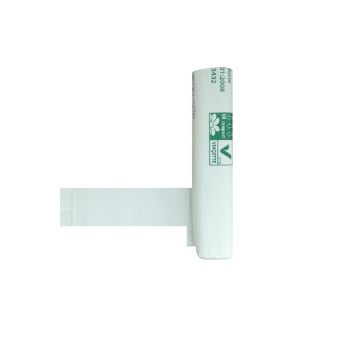 Saci biodegradabili menajeri cu maner, PLA, 35 l, rola 10 buc