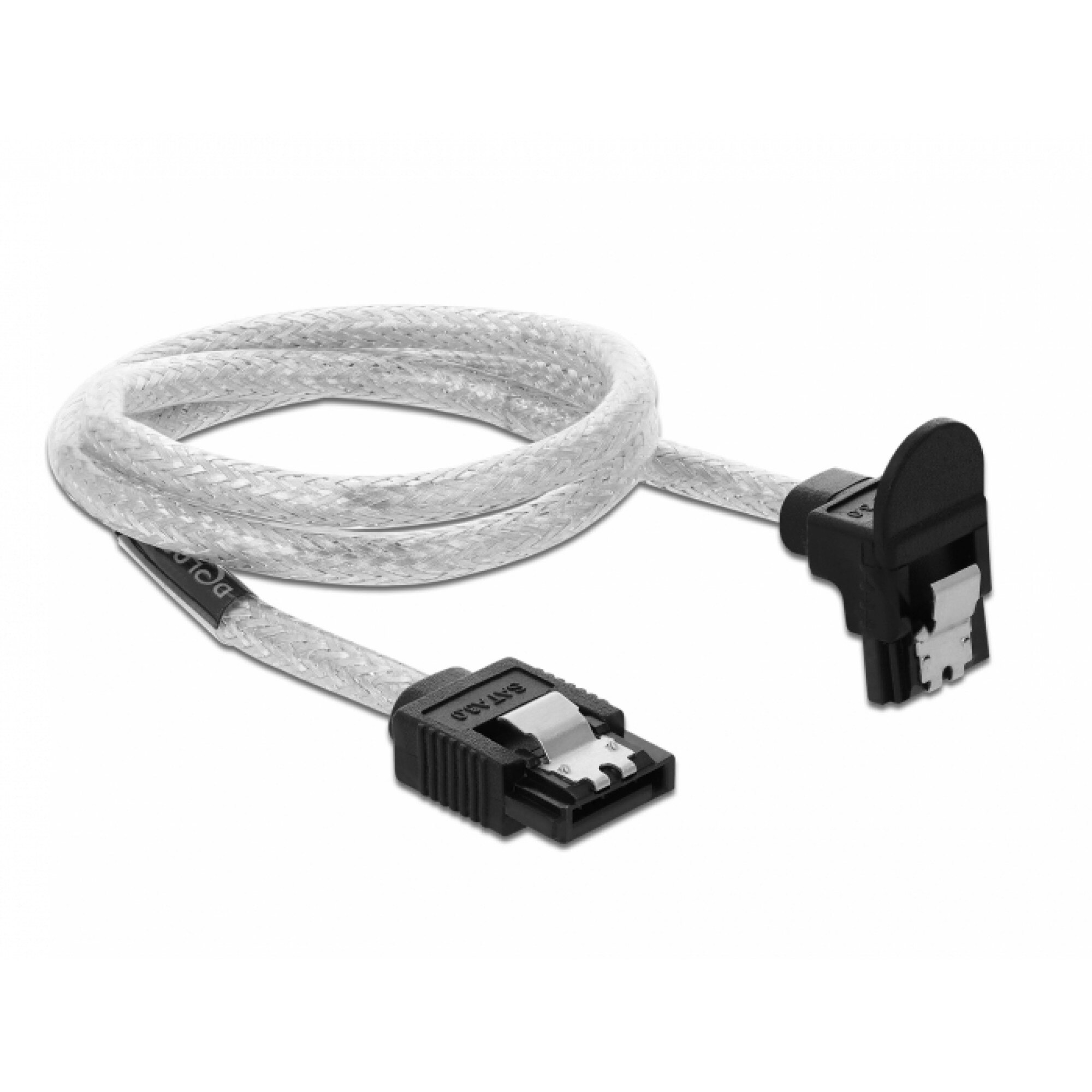 Cablu SATA III drept/unghi jos 50cm Transparent, Delock 85346