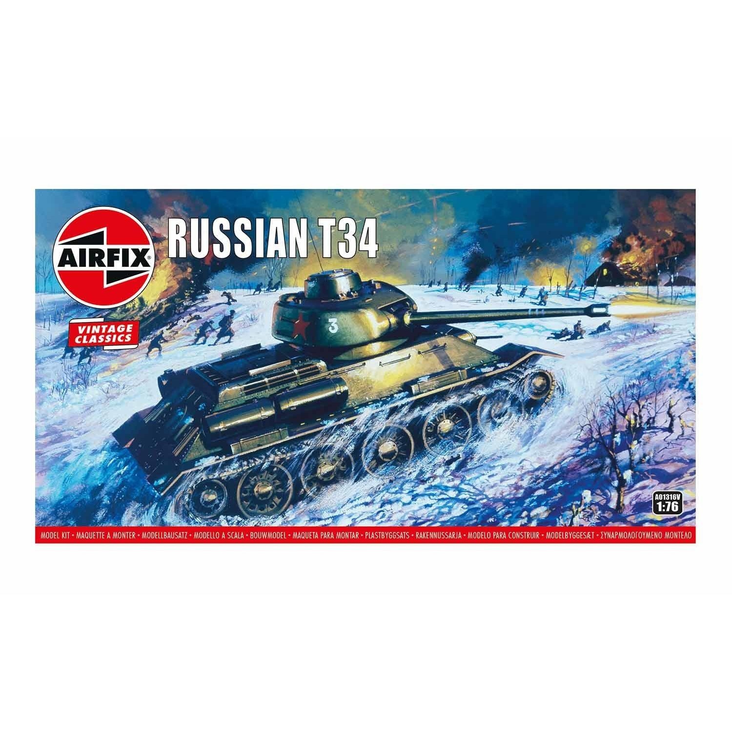 Kit constructie Airfix tanc Vintage Classics - Russian T34 Medium Tank 1:76