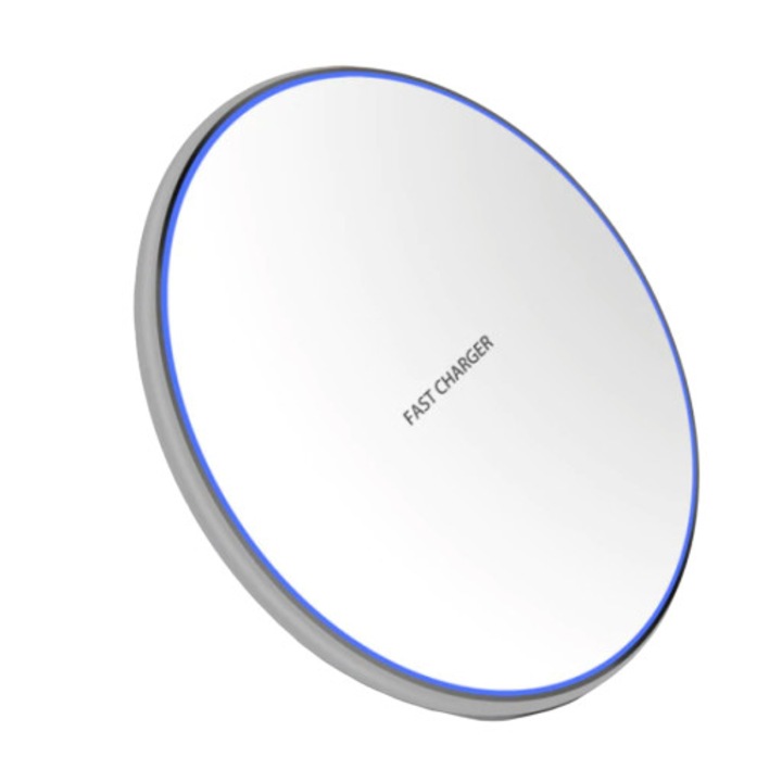 E-smartgadget vezeték nélküli töltő, 15 W, szupergyors töltés, iPhone 11/11 pro / Pro max, fehér