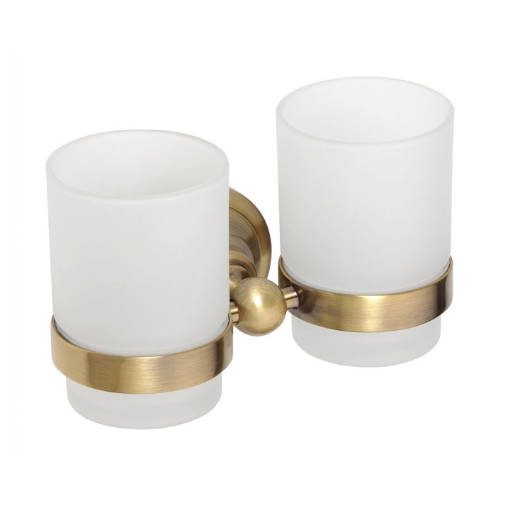 Ретро двойна поставка за чаша, бронз