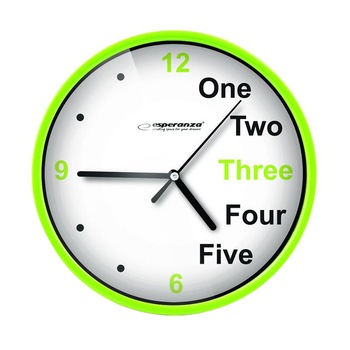 Ceas de perete Esperanza, Mecanism cu cuart, Diametru 20 cm, Verde neon Ceas de perete Esperanza, Mecanism cu cuart, Diametru 20 cm, Verde neon