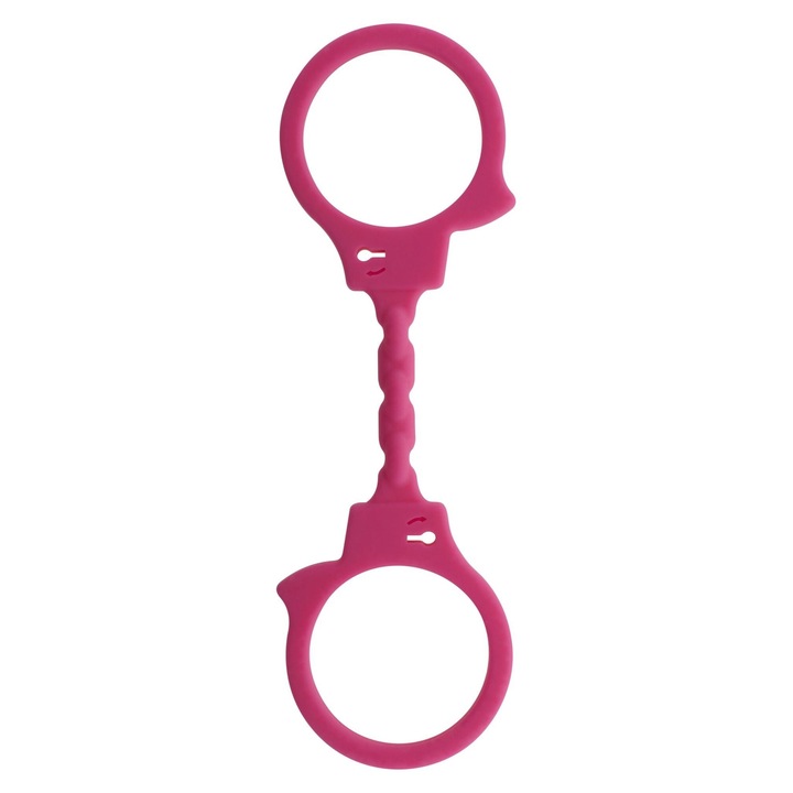 ToyJoy Stretchy Fun Cuffs Pink - Catuse realiste din silicon de inalta calitate, 100% igienice