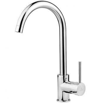 Baterie bucatarie Deante Aster, monocomanda, cu aerator, cartus ceramic, clasa debit Z 4-9 l/min, furtunuri racordare incluse, Crom