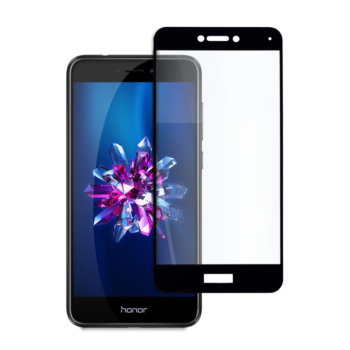 Стъклен Протектор Hicute за Huawei Honor 8 Lite, за Цял Дисплей, Full Glue, Full Cover, Черен