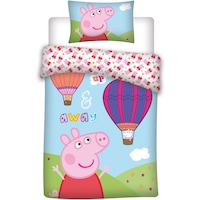 Lenjerii de pat copii, Peppa Pig, 2 piese 100x135 cm, 40x60 cm Multicolor