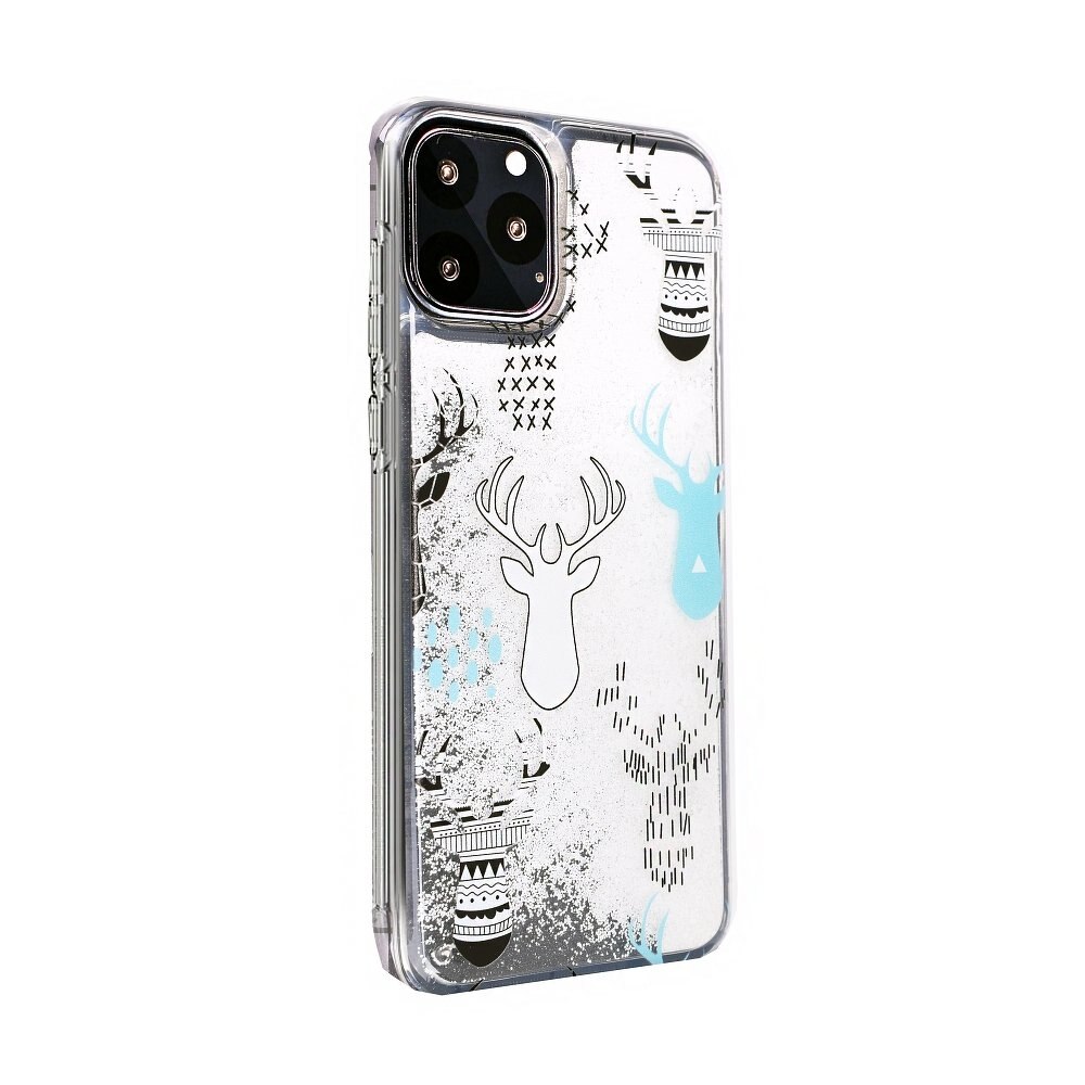 Husa iPhone 11 Pro Max, Reni si Zapada, Craciun, Christmas Winter, Lichid cu Sclipici