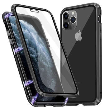 Husa Magnetic Glass 360° (sticla fata + spate) pentru iPhone 11 Pro, Negru Husa Magnetic Glass 360° (sticla fata + spate) pentru iPhone 11 Pro, Negru