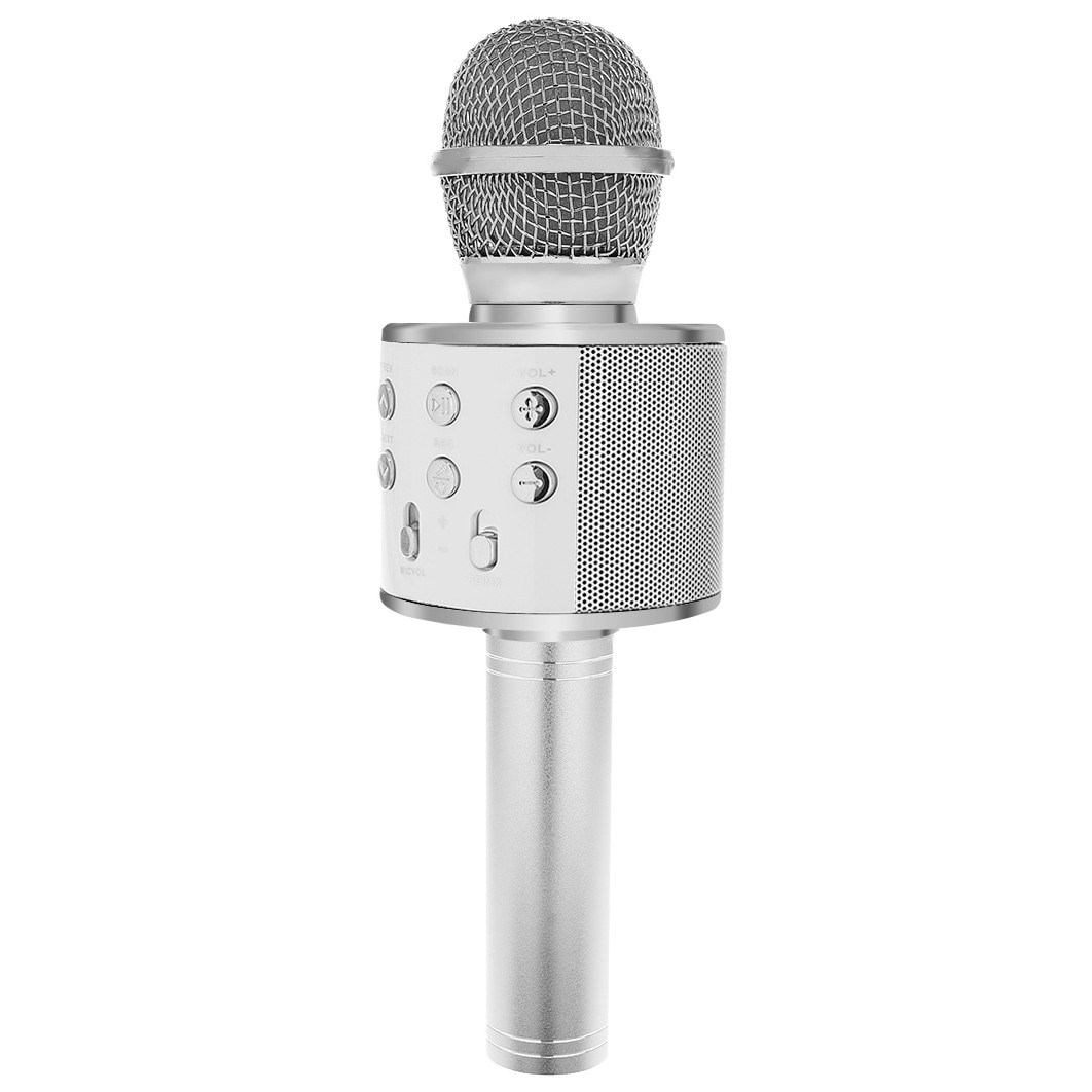 Microfon Wireless pentru karaoke Iso 8997, Difuzor, Bluetooth Argintiu - eMAG.ro