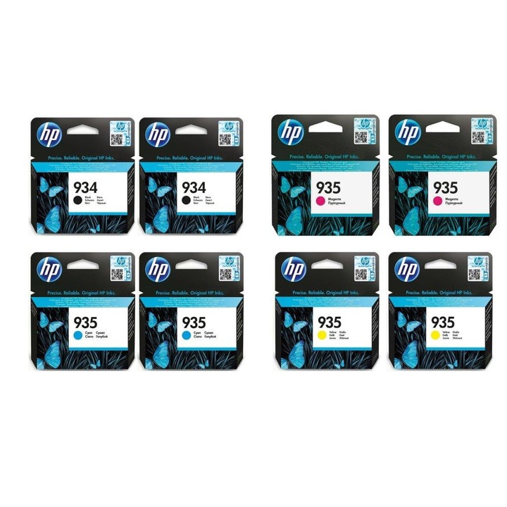 Pachet cartuse cerneala C2P19AE (934) negru x 2 C2P20AE (935) cyan x 2 C2P21AE (935) magenta x 2 C2P22AE (935) galben x 2 HP original 45ml 3200 pagini