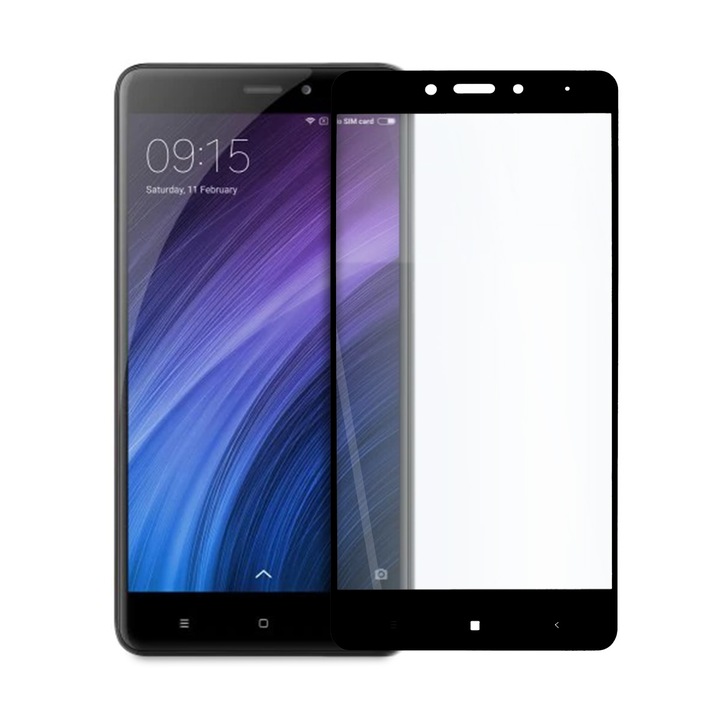 Стъклен Протектор Tempered Glass за Xiaomi Redmi Note 4X, 9D Технология, Full Glue, Full Cover, Черен