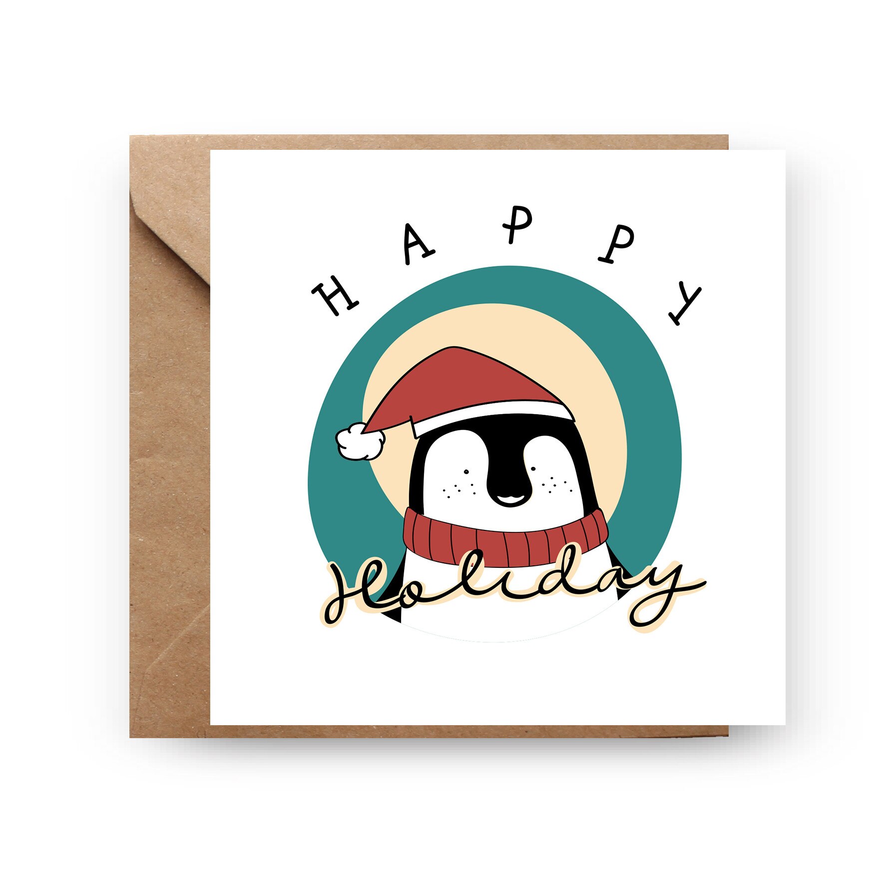 Felicitare de Craciun, Genette's ideas, Happy Holiday Pinguin 130x130mm