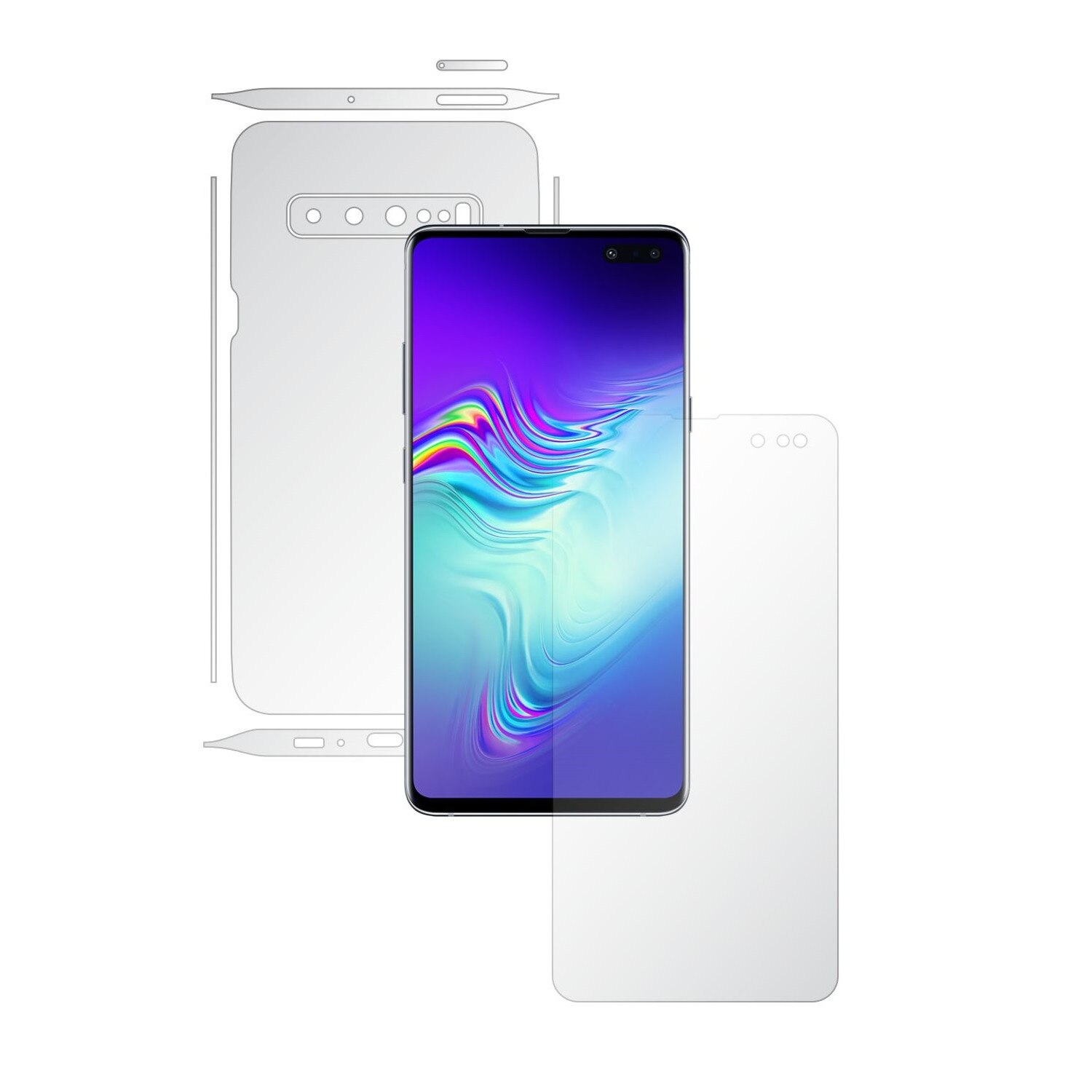 Folie Full Body Invisible Skinz UHD AutoRegeneranta pentru Samsung Galaxy S10 5G - Folie Protectie Siliconica Ultra-Clear cu taiere Split Cut pentru Ecran, Carcasa Spate si Laterale, Skin Adeziv Transparent