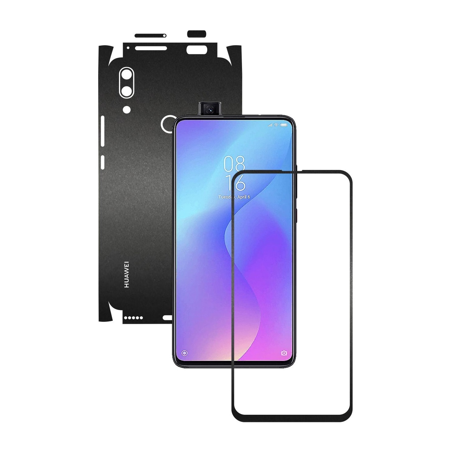 Folie Protectie Carbon Skinz pentru Huawei P Smart Z - Negru Mat 360 Cut, Skin Adeziv Full Body Cover pentru Rama Ecran, Carcasa Spate si Laterale