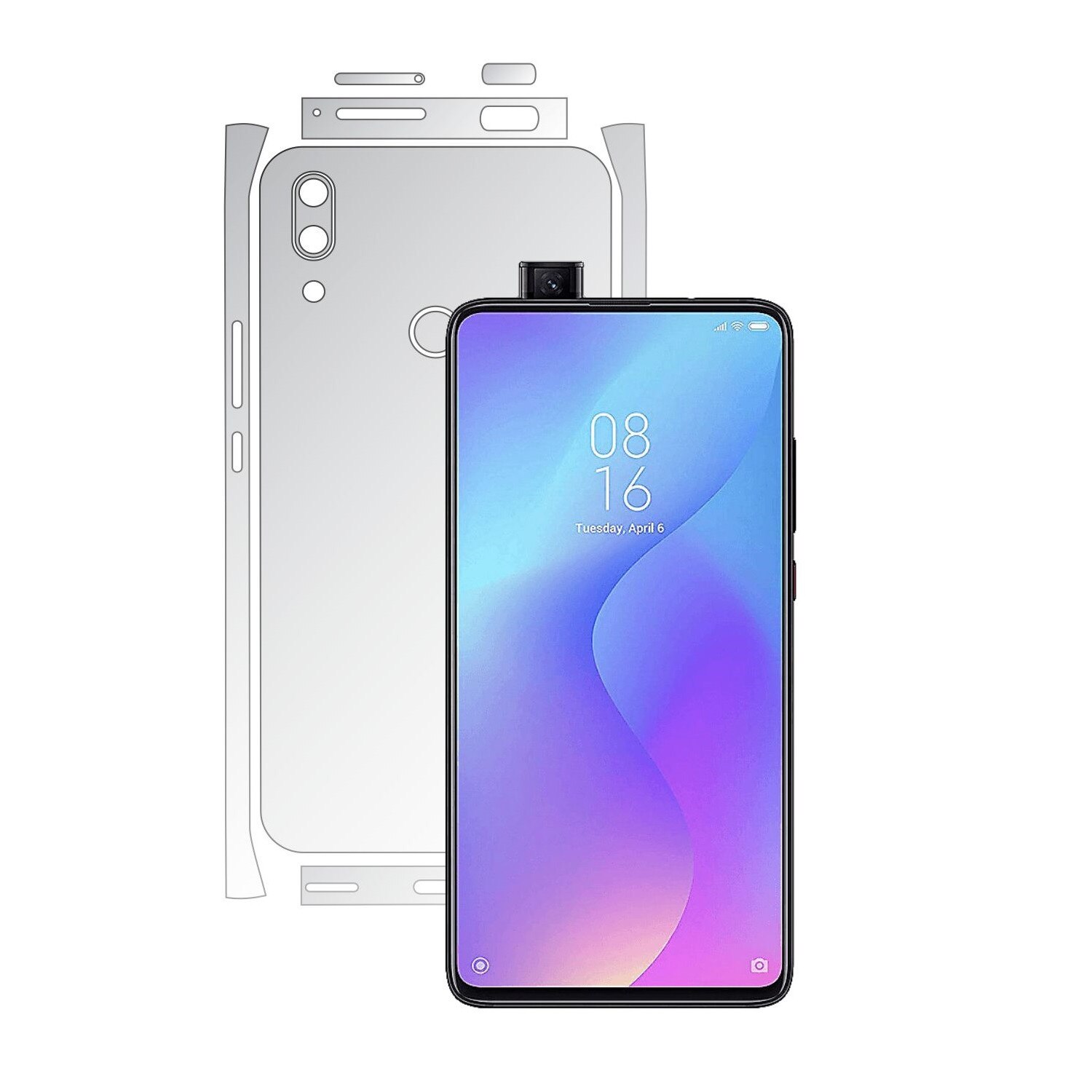 Folie Protectie Spate Invisible Skinz HD pentru Huawei P Smart Z - Folie Siliconica Ultra-Clear cu taiere Split Cut pentru Carcasa Spate si Laterale, Skin Adeziv Transparent