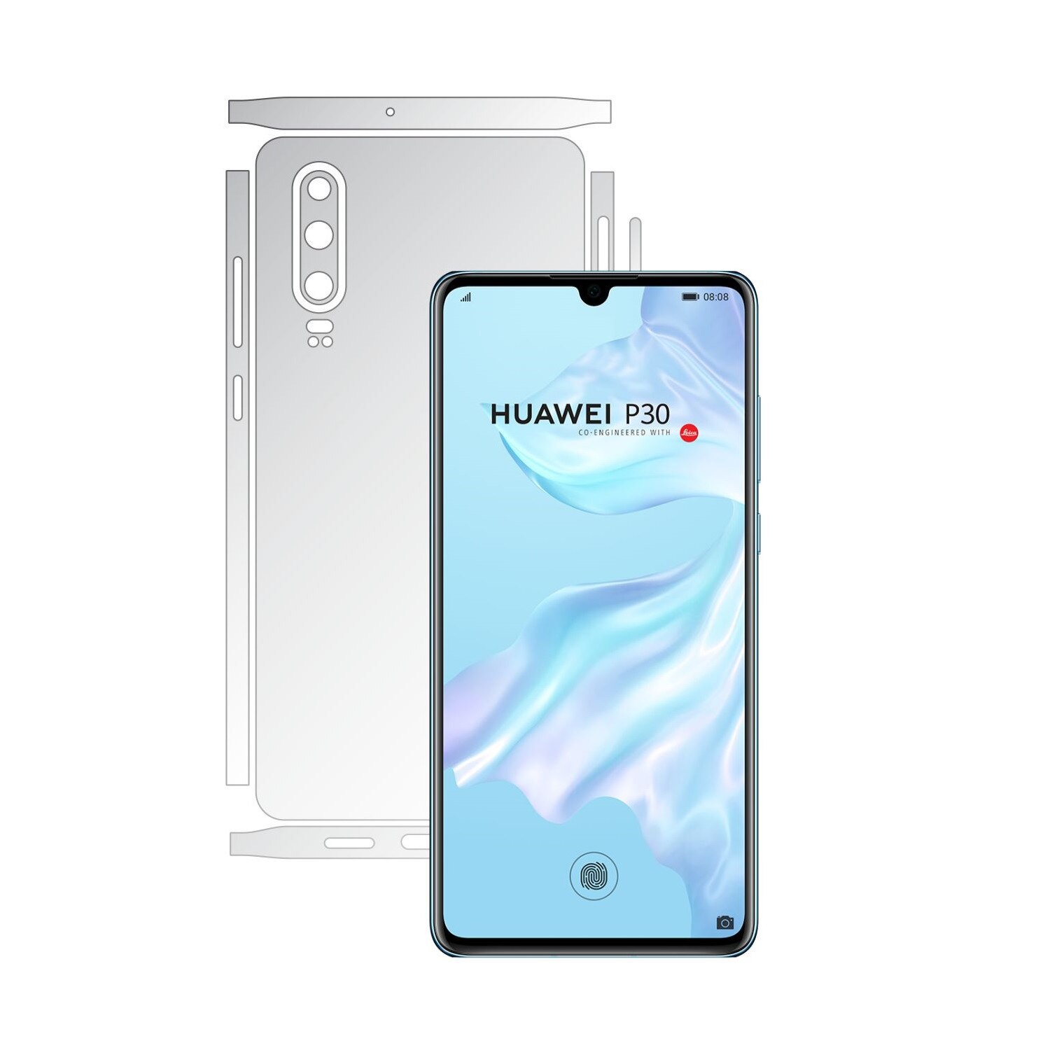 Folie Protectie Spate Invisible Skinz UHD AutoRegeneranta pentru Huawei P30 - Folie Siliconica Ultra-Clear cu taiere Split Cut pentru Carcasa Spate si Laterale, Skin Adeziv Transparent